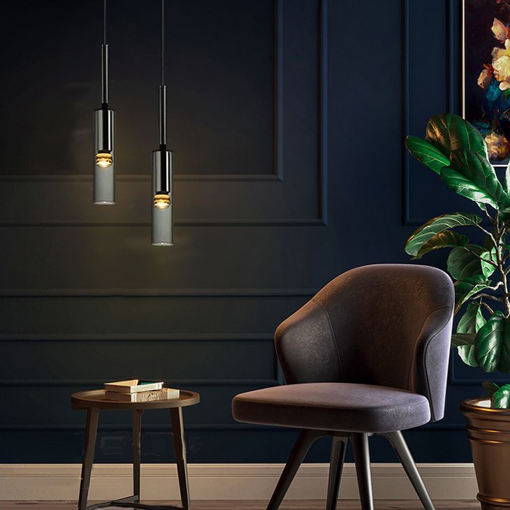 Black Minimaliste à 1 lumière LED Down Lighting Crystal suspendu Pendant Light pour la chambre