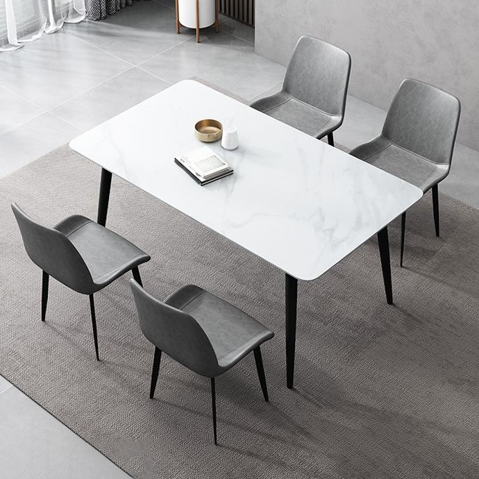 Stone Dining Room Collection Industrial Style Rectangle 4 Legs Dining Table