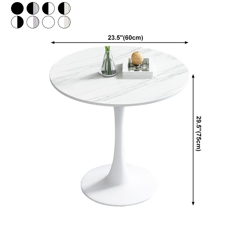 Mesa de comedor redonda Simplicity de piedra sinterizada con base de tulipán