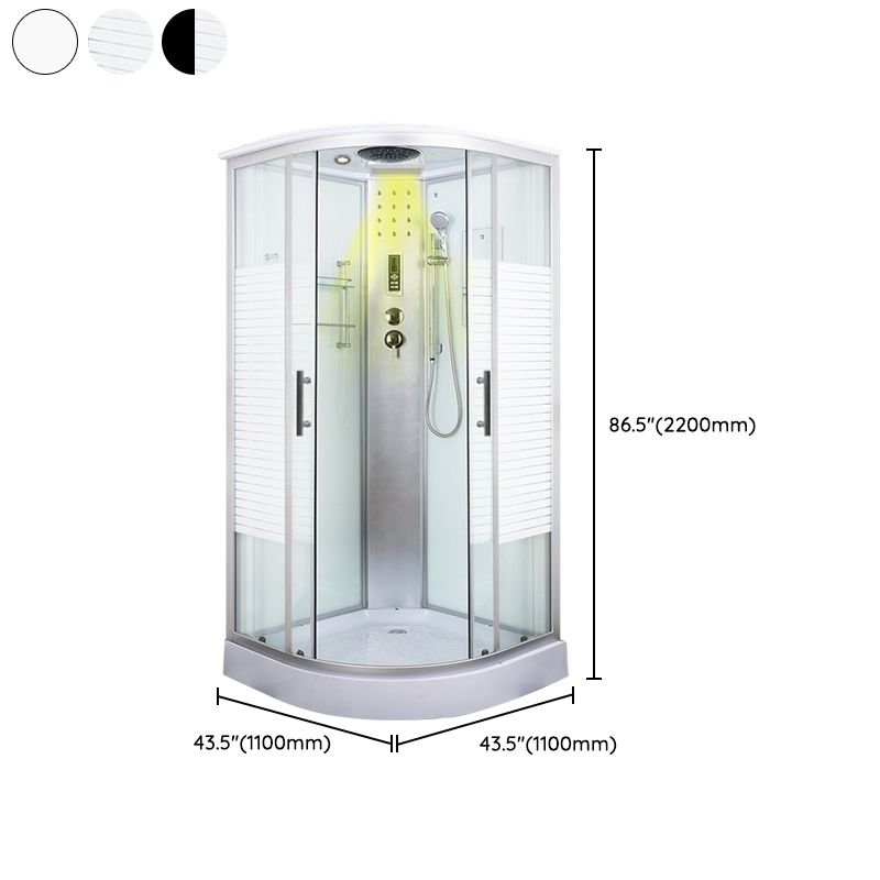 Tempered White Shower Kit Framed Double Sliding Rounded Shower Stall