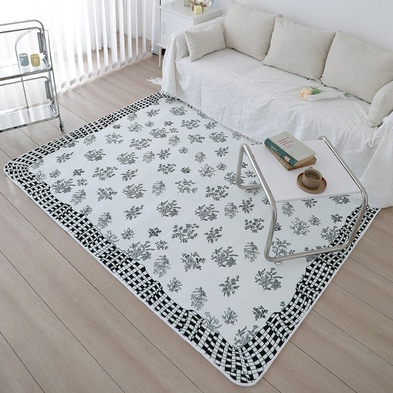 Beige Modern Area Rug Geometric Pattern Polyester Area Carpet Non-Slip Backing Rug for Bedroom