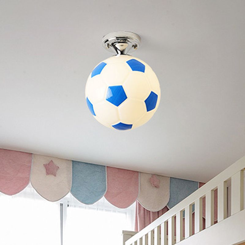 Football Ceiling Mounted Fixture Kids Style Glass Bedroom Close To Ceiling Lighting