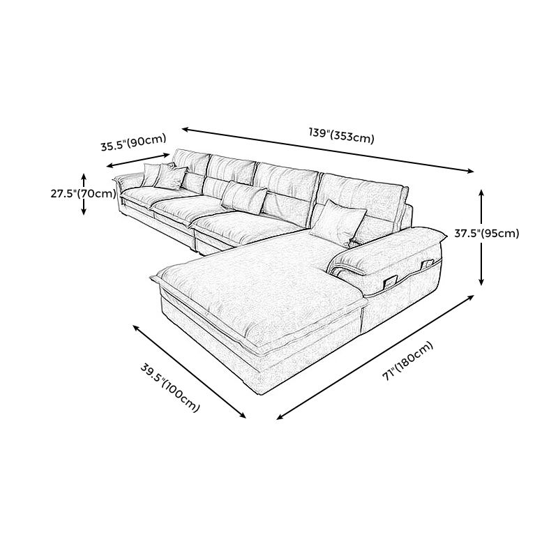 Flared Arm Furniture Sectionals Dark Gray Sofa Sectional with Pillows