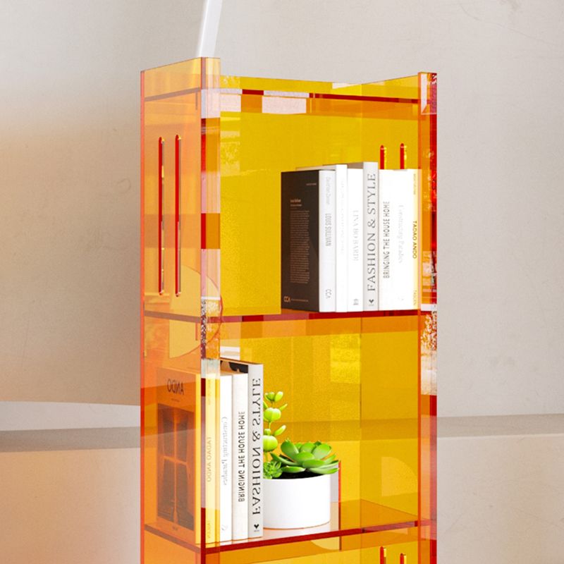 Modern Style Closed Back Bookshelf Standard Acrylic Bookcase with Rectangular Shelves