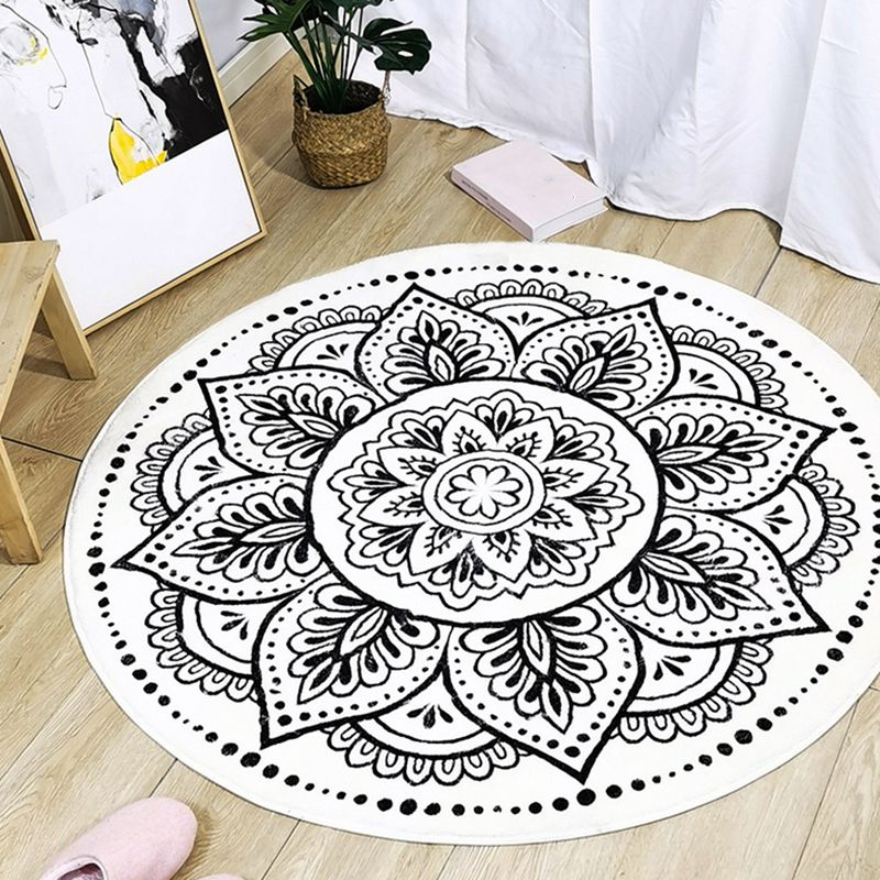 Zwart Americana Patroon Tapijten Polyester Boheems Boheems Tapijt Stain Resistent Area Teken voor slaapkamer