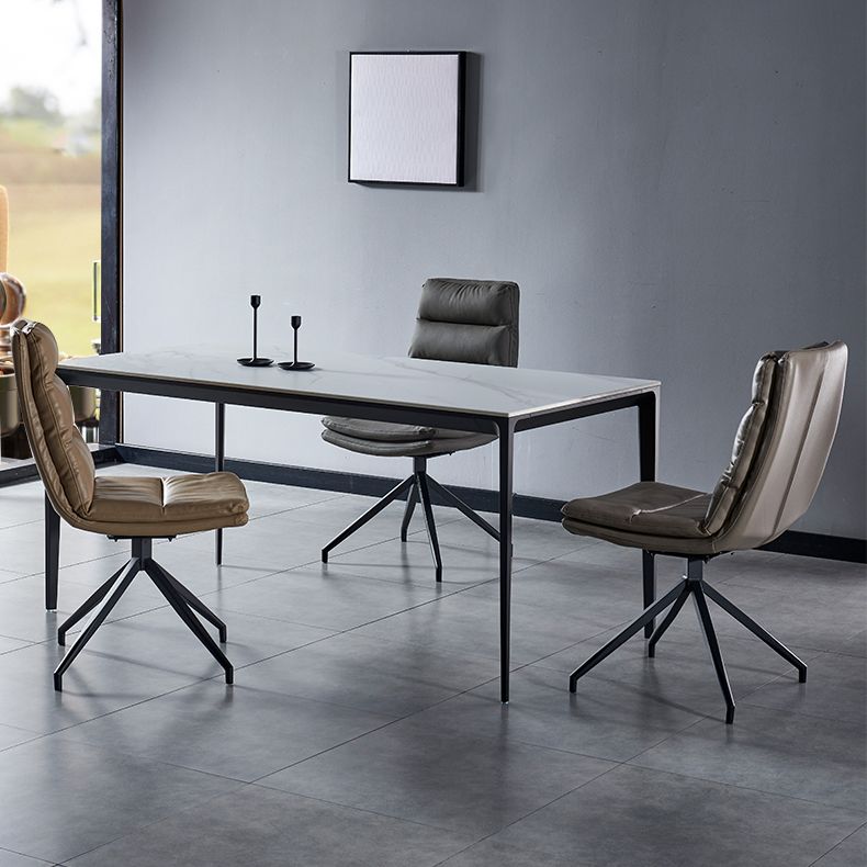 Sillas laterales de comedor de cuero de estilo contemporáneo Silla con respaldo sólido para cocina