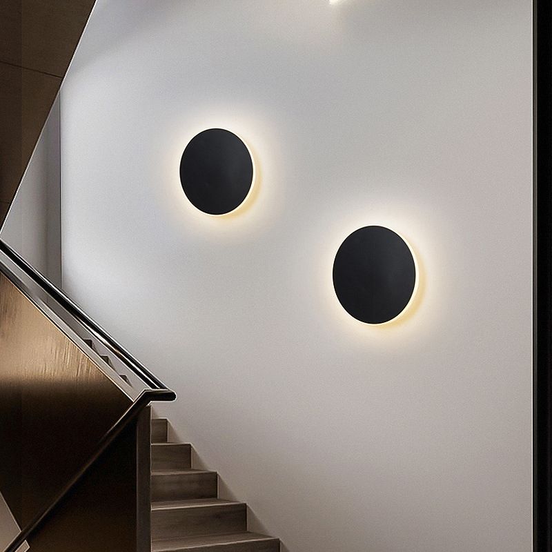 Round Simplicity Metal LED Wall Lamp Contemporary Style Staircase Corridor Sconce Lighting Fixture