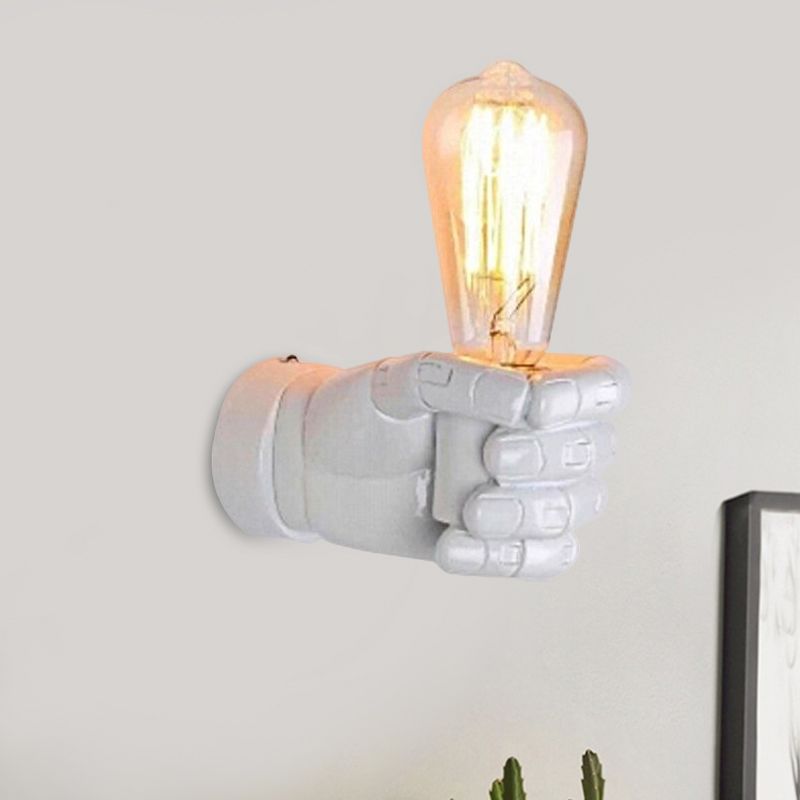 Schwarz/Weiß Bare Lampenleuchte Licht mit Handform Basis Vintage Stil Holz 1 Leichte Restaurant Wandlampe