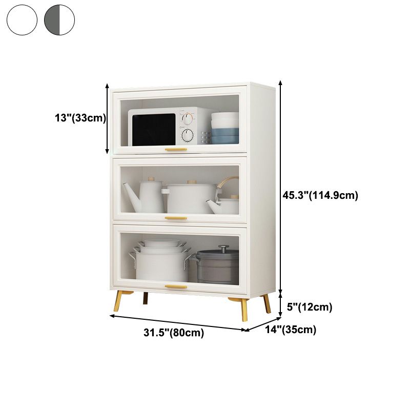 Contemporary Kitchen Dining Server Manufactured Wood Dining Server with Glass Doors