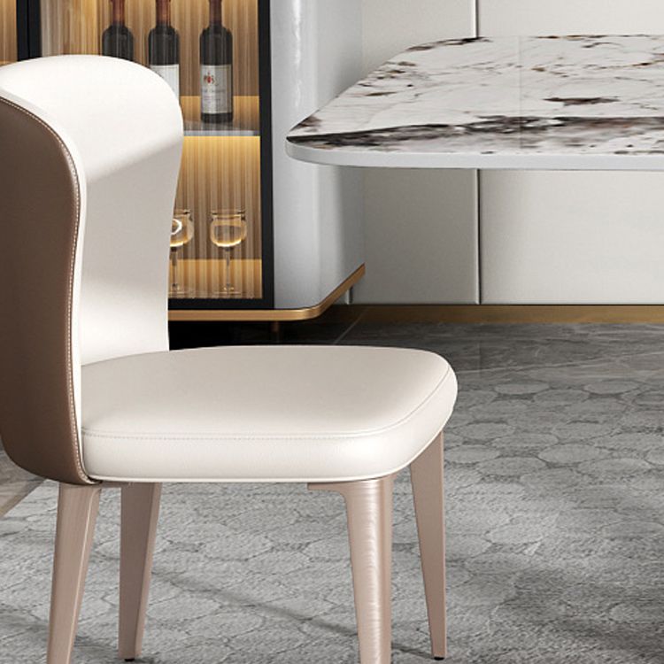 Stone Top Dining Table Modern Rectangle Dining Table with Pedestal Base