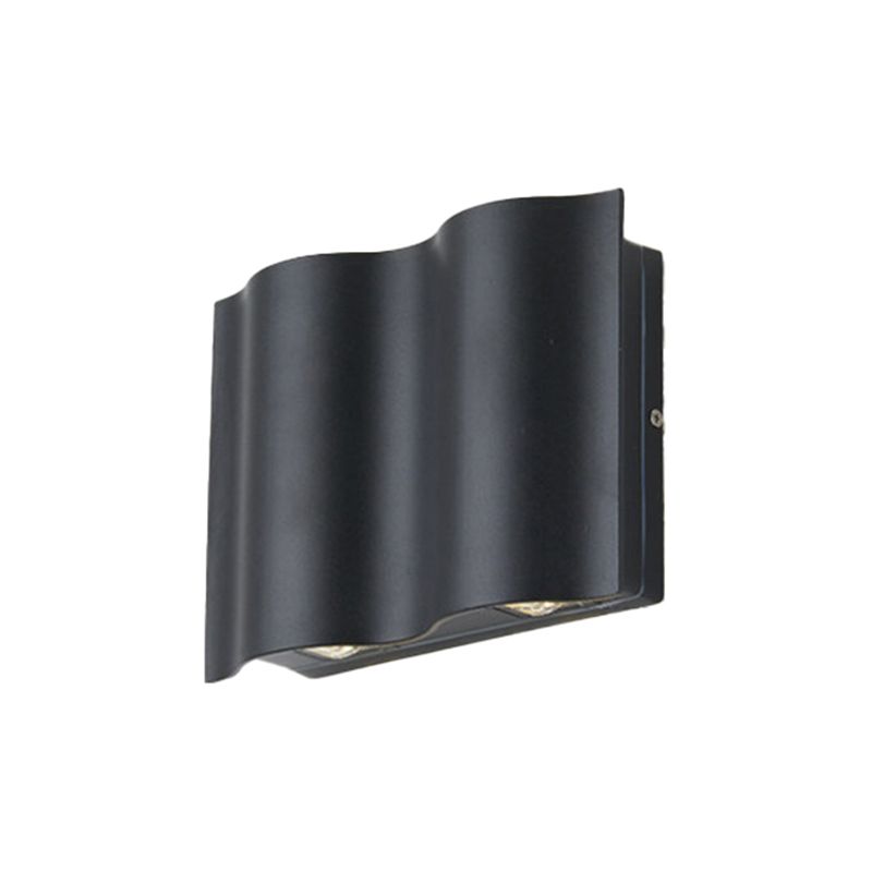 Modern Style Wave Shape Wall Sconce Metal Sconces in Black for Outdoor