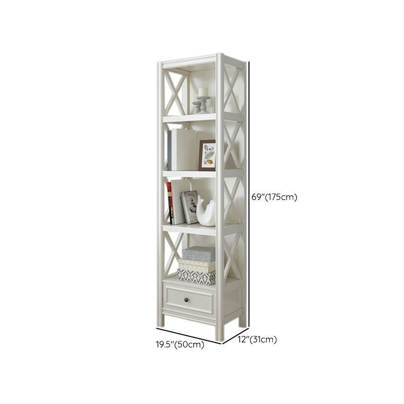 Standard Wooden Bookshelf Closed Back Contemporary Bookcase with Drawers