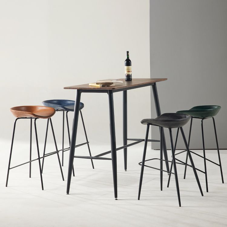 Modern Backrest Armless Counter Stool Iron Bar Stool with Pedal for Cafe