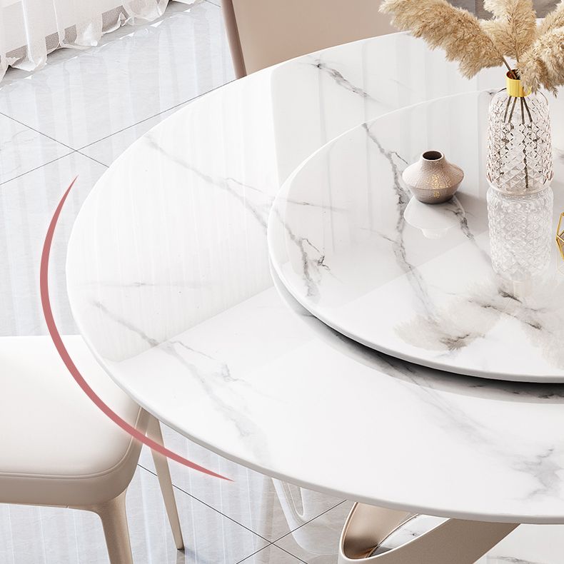 Modern Style 1/4/5/7 Pieces Furniture Round Stone Dining Set in White