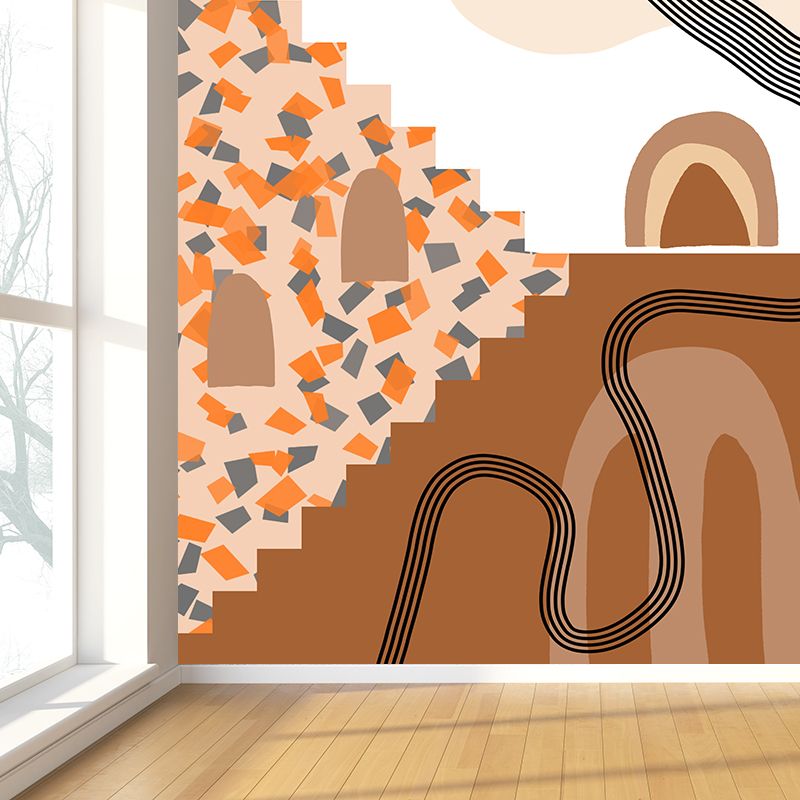 Abstract Pattern Illustration Mural Mildew Resistant Wallpaper Sleeping Room Wall Mural