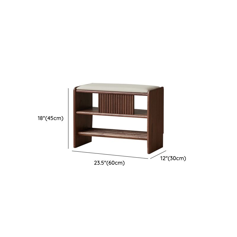 Modern Entryway Seating Bench Solid Wood Rectangle Bench in Brown