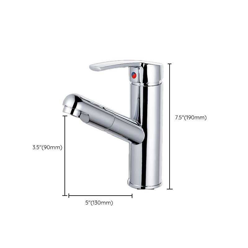 Modern Pull Out Centerset Faucet Single Handle Bathroom Vessel Faucet