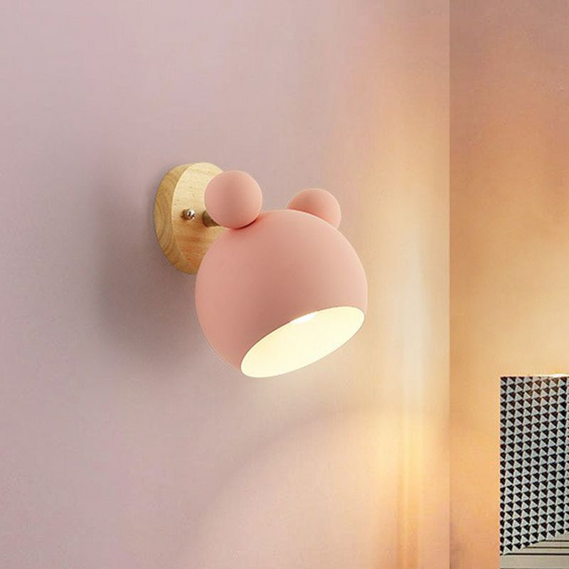 Bear Head Bedroom Wall Mount Light Metallic Single Minimalistic Wall Sconce Light