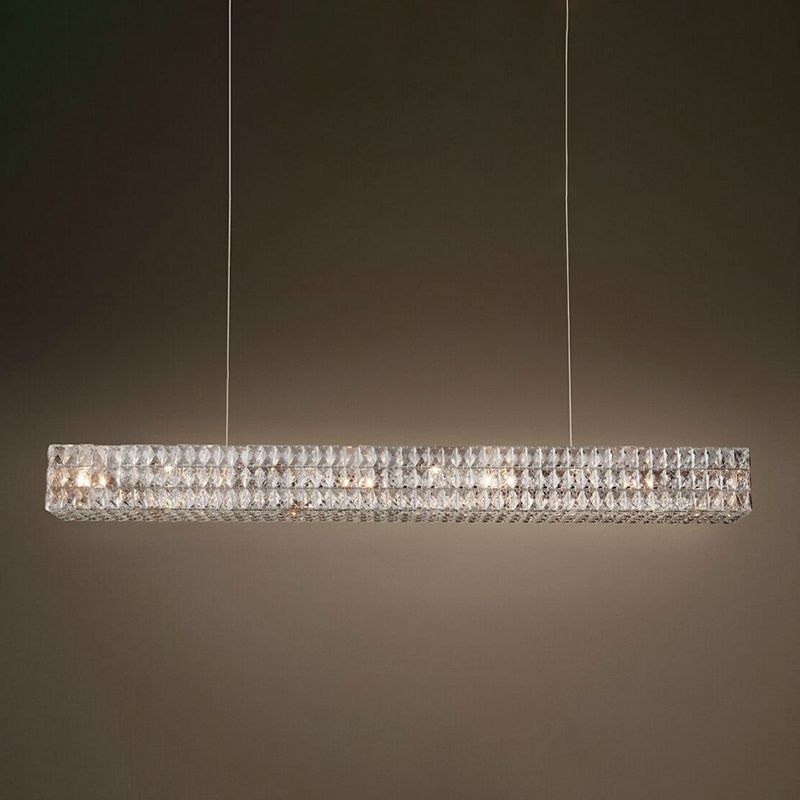 Modern Rectangular Chandelier Lighting Fixtures Crystal Hanging Pendant Lights