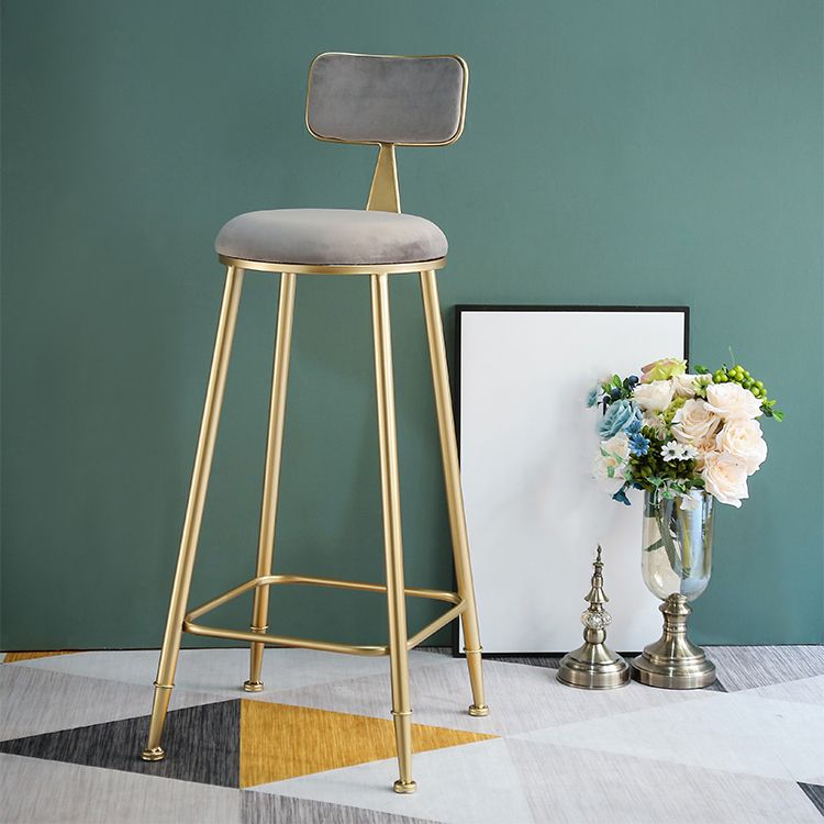 Modern Armless Counter Stool Iron Dining Room Bar Stool with Seat and Pedal