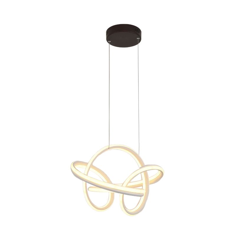 Lustre de plafond torsadé en acrylique lustre suspendu moderniste en blanc / café pour salle à manger, blanc / chaud / 3 couleurs lumière