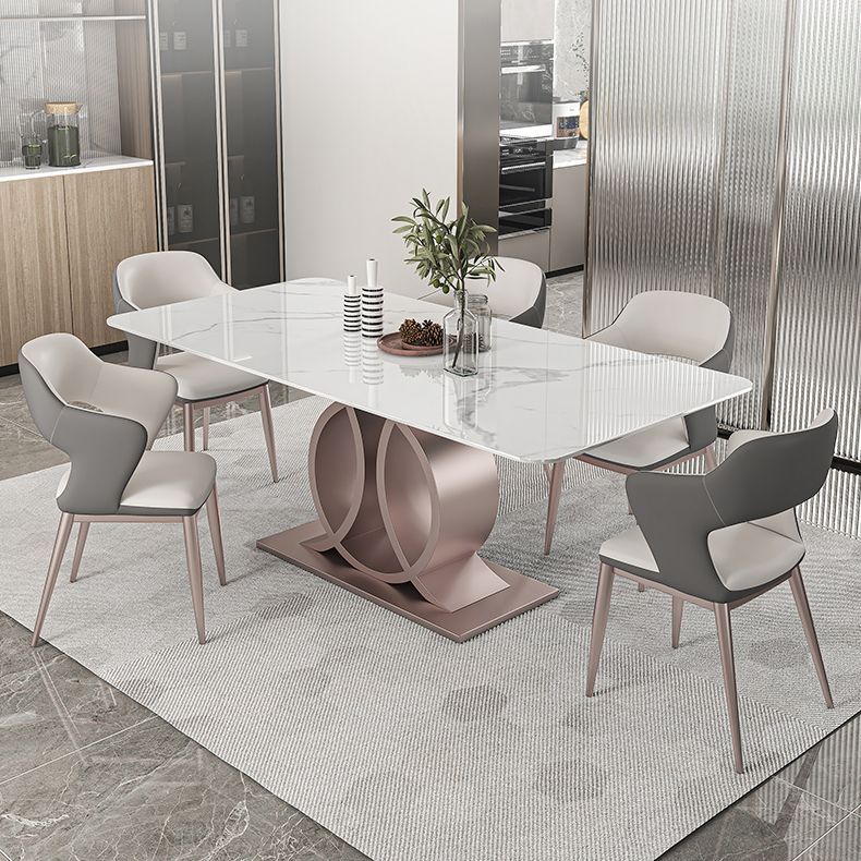 Nordic Glam Rectangle Sintered Stone Dining Table Set 1/4/5/6/7 Pieces Set