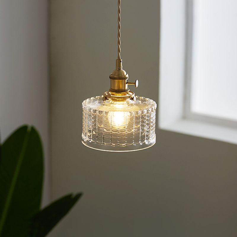 1-Light Hanging Pendant Industrial Style Glass Hanging Lighting for Living Room