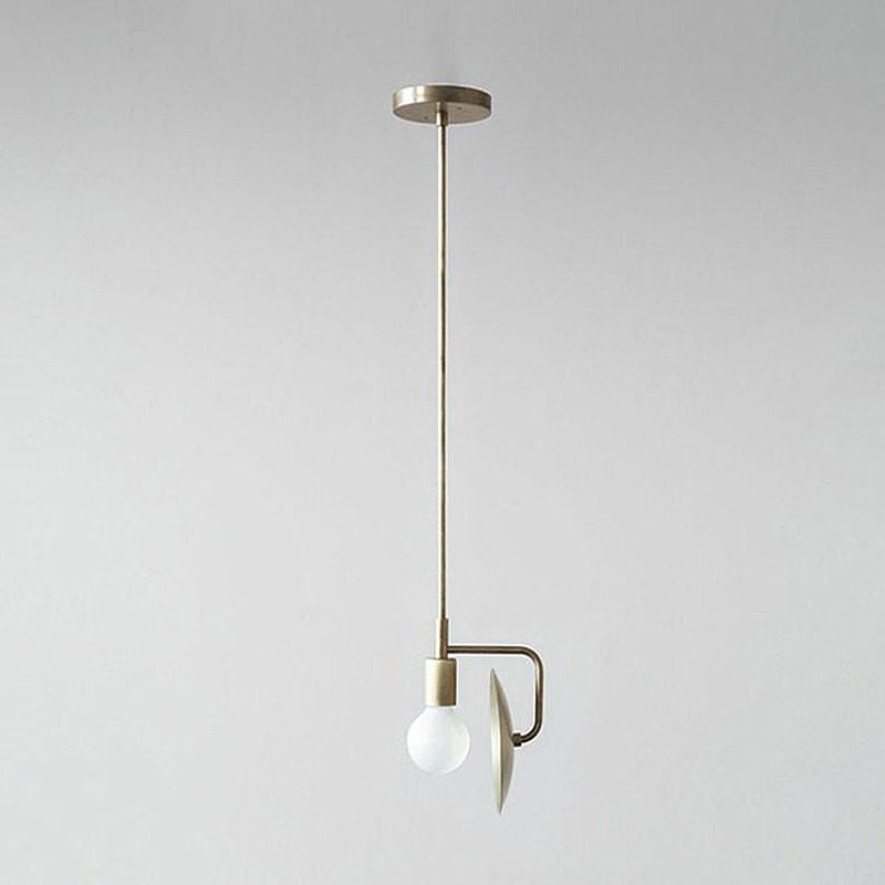Metal Bare Bulb Hanging Light Fixture Modern Style 1 Head Drop Pendant in Brass for Bedroom