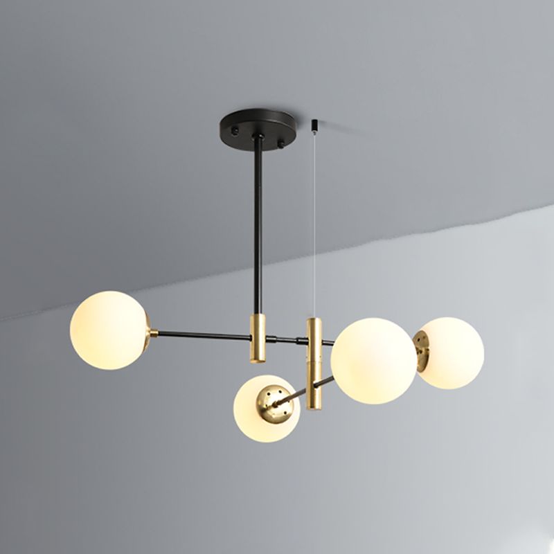 Modern Metal Chandelier Light Fixtures Black Multi-Head Suspension Pendant Lamps for Living Room