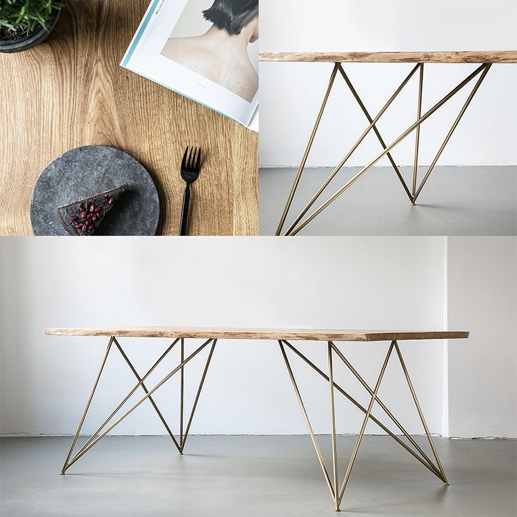 Rectangle Shape Luxury Dining Table Solid Wood Fixed Table for Restaurant