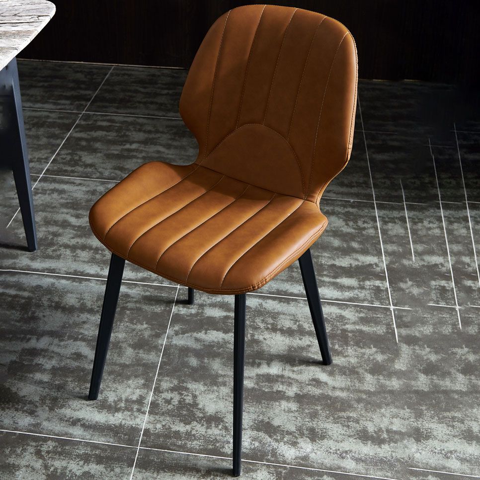 Silla de comedor contemporánea, silla lateral de metal sin brazos para cocina