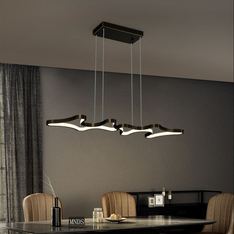 Luci del lampadario dell'isola moderna lineare Luci a soffitto a led in metallo per sala da pranzo