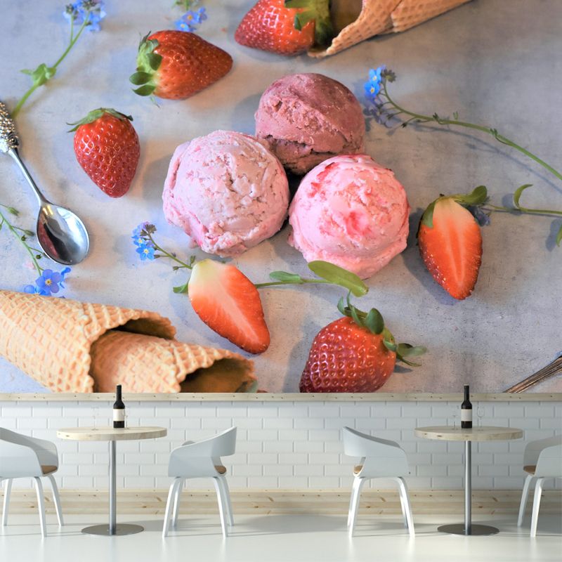 Dessert Shop Wall Mural with Ice Cream Painting Eco-friendly Wall Decor