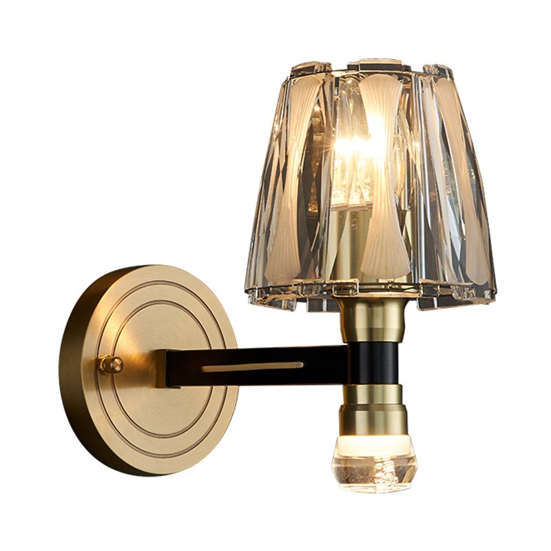 Copper Gold Wall Donce en estilo artístico moderno Truncado Cono Crystal Wall Light para sala de estar