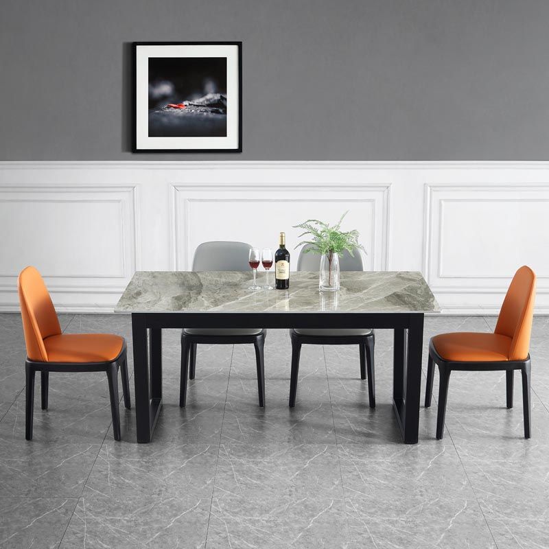Modern Sled Dining Table Grey Stone Rectangle Home Kitchen Dinner Furniture