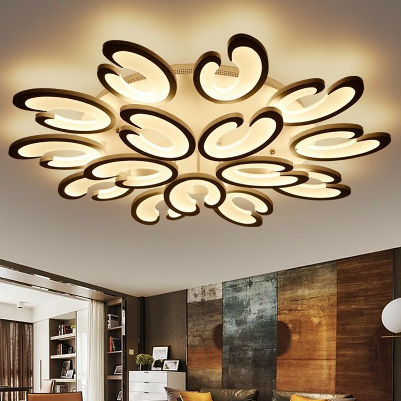 White Wing Ceiling Mounted Light Minimalist Acrylic LED Semi Flush Mount for Living Room
