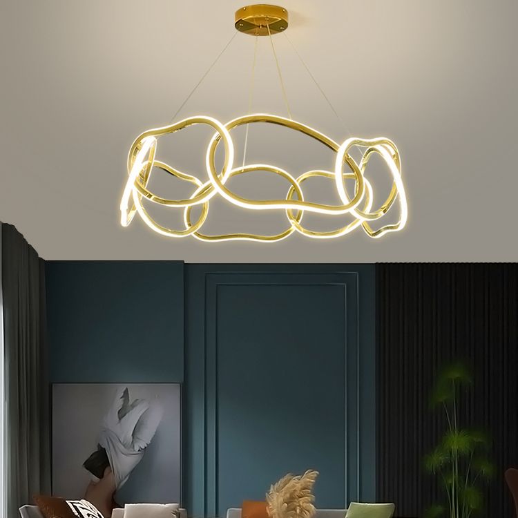 Nordic Circle Shape Chandelier Gold LED Chandelier Pendant for Dining Room