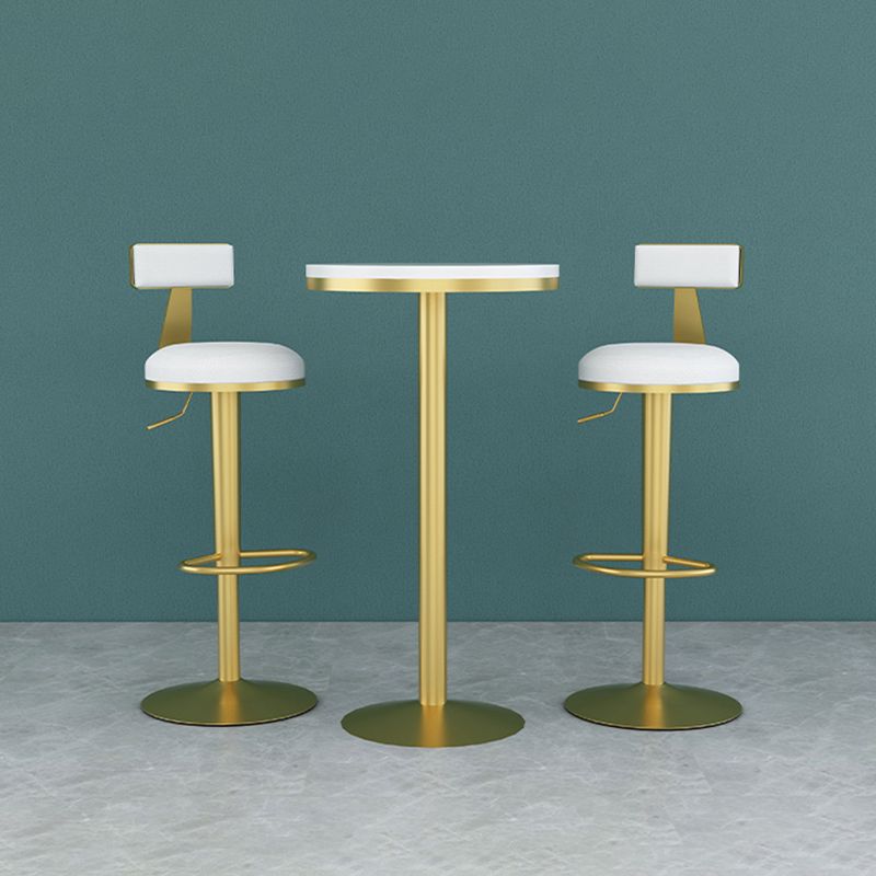 Glam Liftable Backrest Counter Stool Iron Cafe Bar Stool with Cushion and Pedal