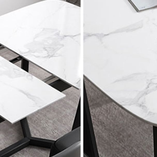 Modern 1/3/4/5 Pieces Scalable Dinette Set with Sintered Stone Black Wood Dining Table Set