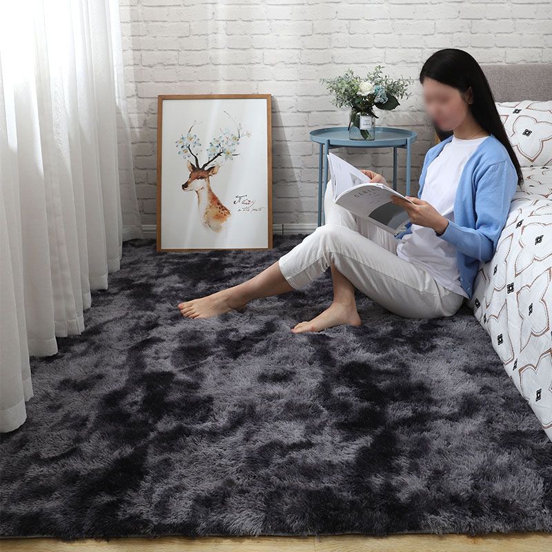 Fancy Plush Area Rug Tie-Dye Pattern Polyester Area Carpet Non-Slip Backing Rug for Bedroom