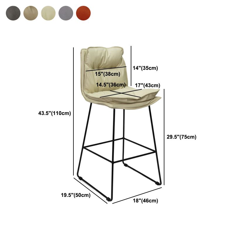 Scandinavian Metal Barstool Faux Leather Counter Stool With Iron Base