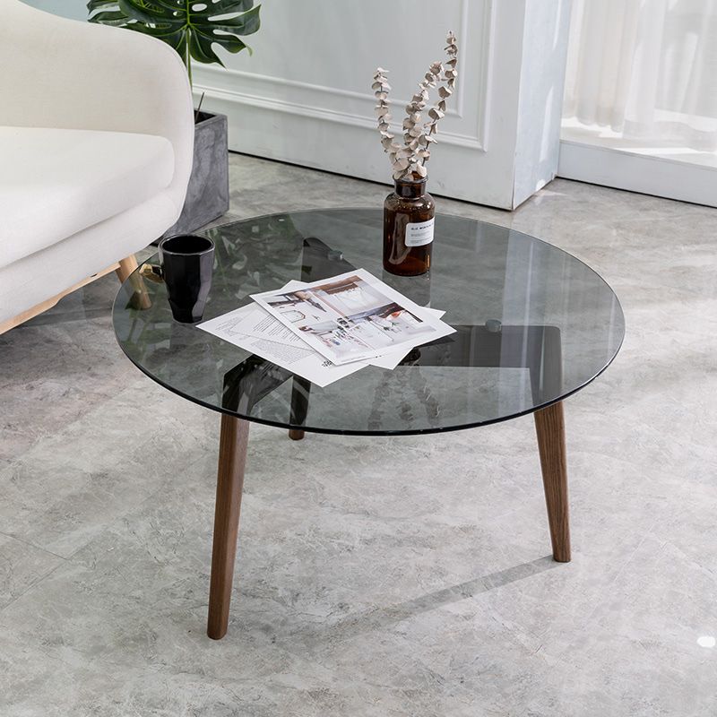 Round Clear Glass Coffee Table Nordic 3 Legs Coffee Cocktail Table