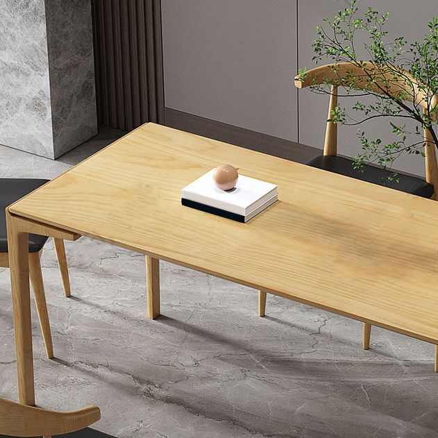 Mesa de comedor rectangular sencilla, mesa fija de Color madera con madera maciza de pino