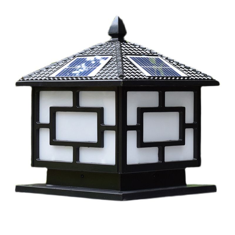 Black/Golden Waterproof Outdoor Lights Square Pillar Lamp for Garden