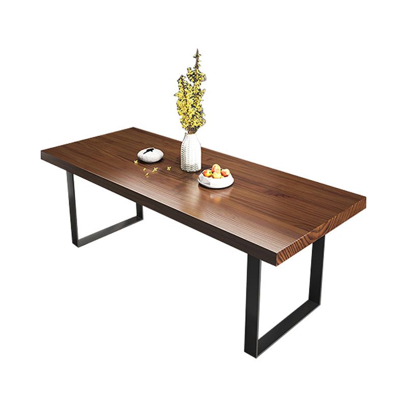 Dark Brown Solid Wood Top Dining Table Set 1/2/3/5/7 Pieces Industrial Dinette Set