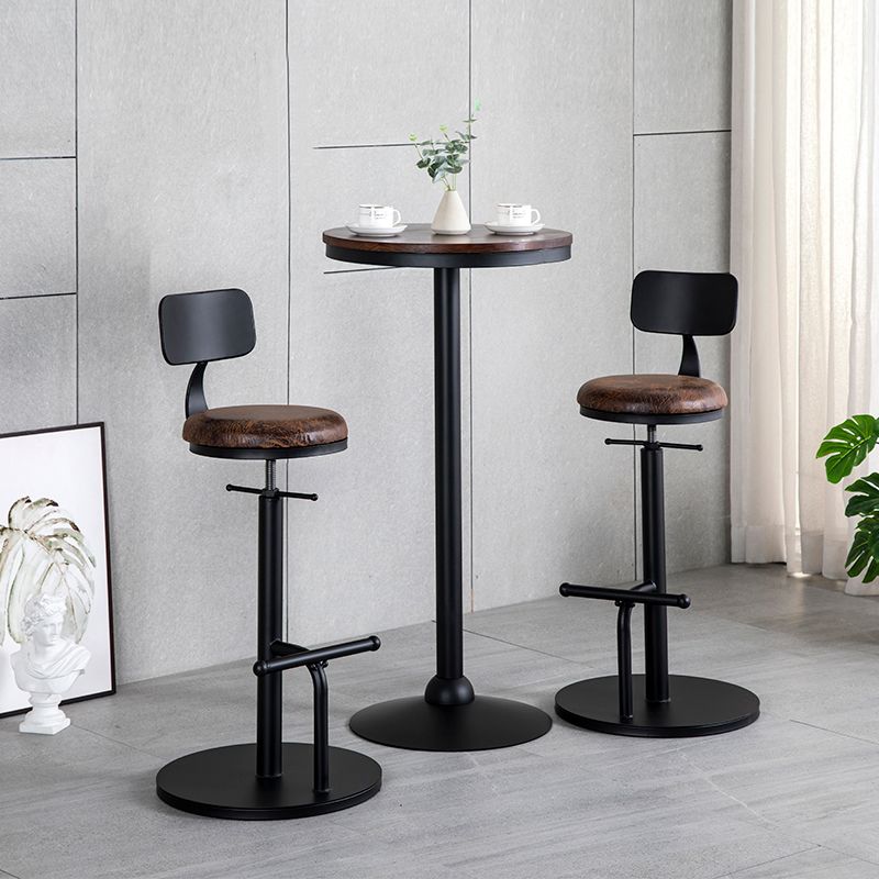 Industrial Adjustable Height Swivel Bar Stool Black Footrest Home Stool