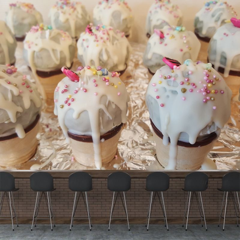 Customized Dessert Wall Mural Mildew Resistant Wallpaper for Commerce Shop