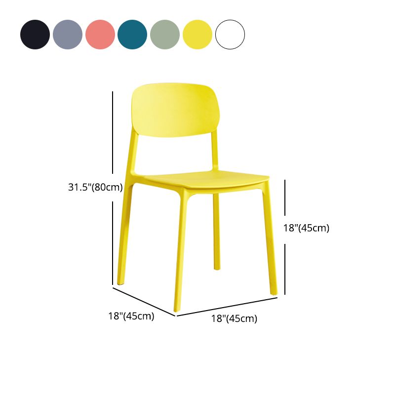 Plastic Contemporary Kitchen Dining Chair Armless Open Back Chair