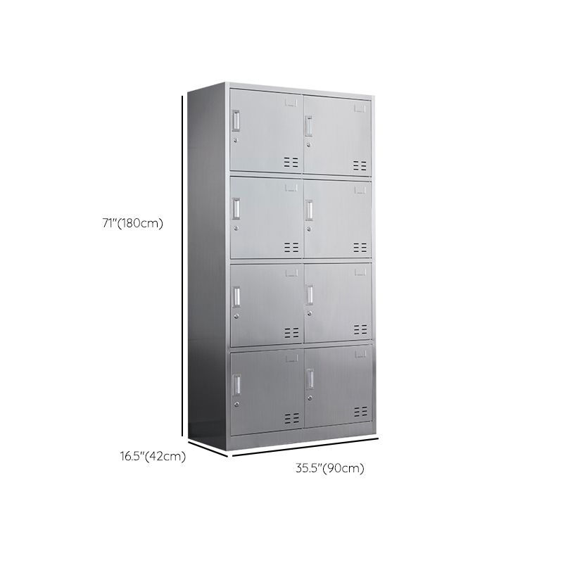 Modern Hinged Door Storage Cabinet Chrome Metal Armoire for Bathroom