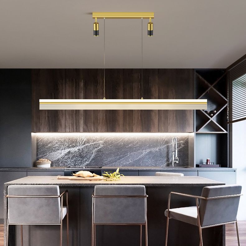 Rectangular Acrylic Island Lighting Simple Style LED Suspension Light with Spotlight